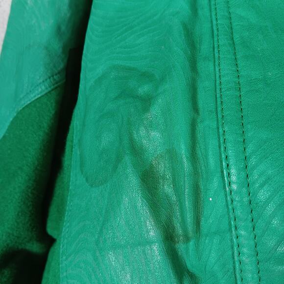 Vintage Winlit Women Jacket Size Medium Green Felt and Leather Panelsd - Picture 13 of 16